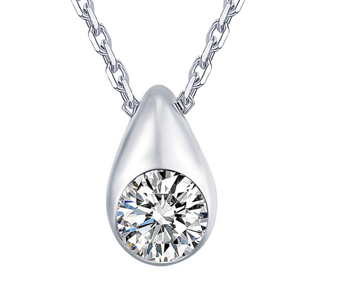 SS11065 S925 sterling silver round diamond necklace